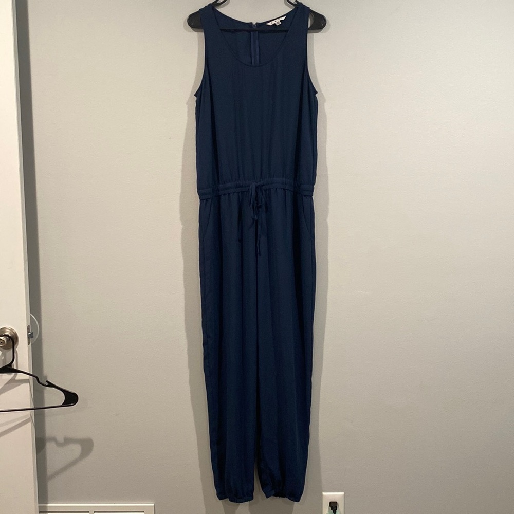 CAbi Navy Blue Tank Top Long Pants Jump Suit with Sinched Waist - Size Medium